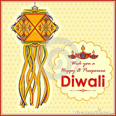Hanging kandil lamp and diya for Diwali decoration Vector Illustration