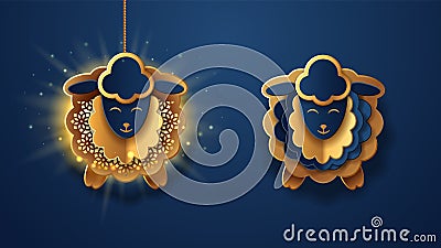 Hanging lanterns as sheep for muslim Eid al-Adha Vector Illustration