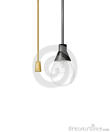 Hanging light bulb with cord switch Vector Illustration