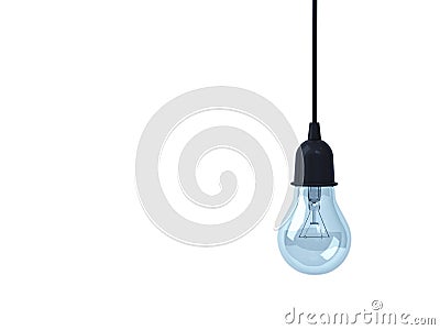 Hanging Light bulb isolated on white background Stock Photo