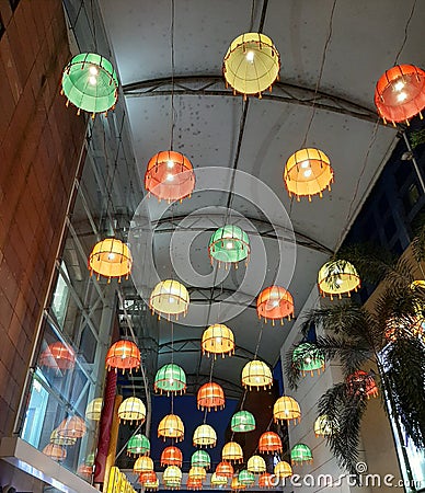 Hanging Lights in Mall Stock Photo