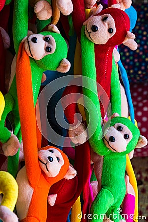 Hanging monkey doll Stock Photo