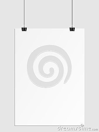 Hanging paper poster on wall poster. Vector Illustration