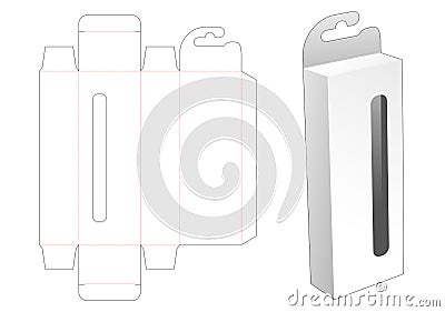 Hanging pencils packaging with window die cut template Vector Illustration