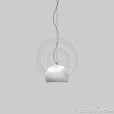 Hanging pendant lamp. Modern interior light. Chandelier with white glossy metal lampshade. Vector mock-up Vector Illustration