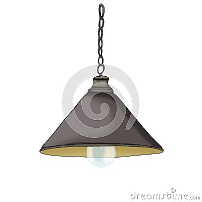 Hanging retro lamp. Illustration on white background Stock Photo