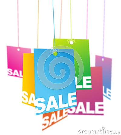 Hanging Sales Tags Stock Photo