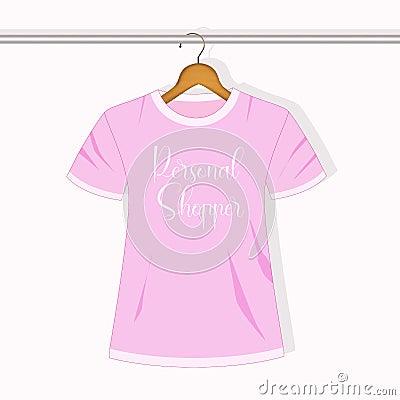 Hanging shirt with personal shopper lettering Stock Photo