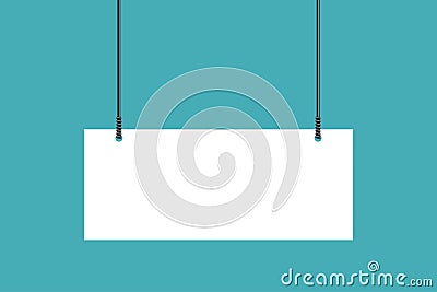 Hanging sign against on green background for notice, message, information, and advertisement sign template vector illustration Vector Illustration