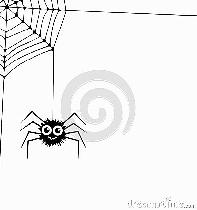 Hanging spider and web network, vector Vector Illustration