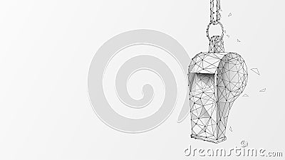 Hanging Sports Whistle on White Background. Low Polygonal Design Vector Illustration