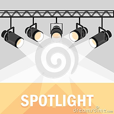 hanging spotlights stage Vector Illustration