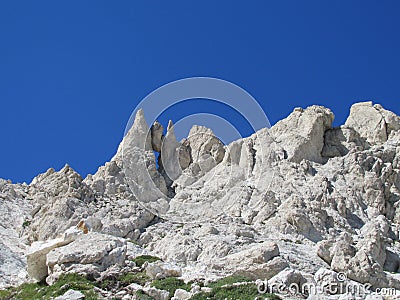 Hanging stone Rocky peak of Apennine Mountain Range Stock Photo