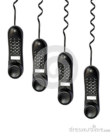 Hanging Telephones Stock Photo