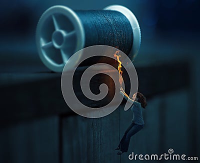 Hanging by a thread Stock Photo