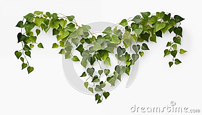 Hanging vines ivy foliage jungle bush heart isolated, white background Cartoon Illustration