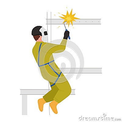 Hanging welder working at high Vector Illustration