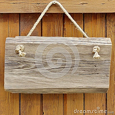 Hanging Wood Signboard Stock Photo