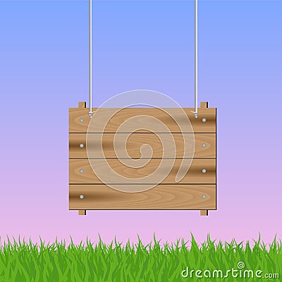 Hanging Wooden Sign Vector Illustration