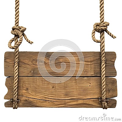 Hanging wooden signboard. Stock Photo