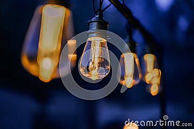 Hanging yellow lamps Stock Photo