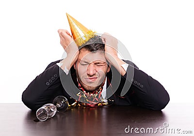 Hangover man after party Stock Photo