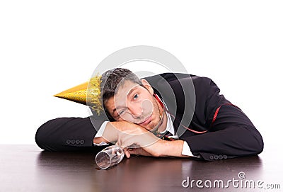 Hangover man after party Stock Photo