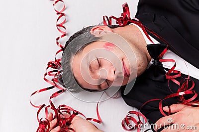 Hangover man after party Stock Photo