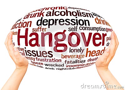 Hangover word cloud hand sphere concept Stock Photo