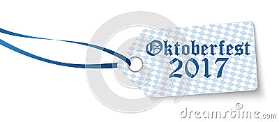 hangtag with text Willkommen zum Oktoberfest 2017 Vector Illustration