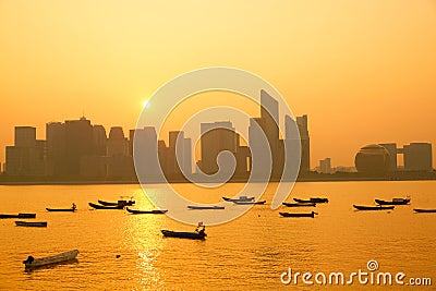 Hangzhou skyline, Zhejiang, China Stock Photo