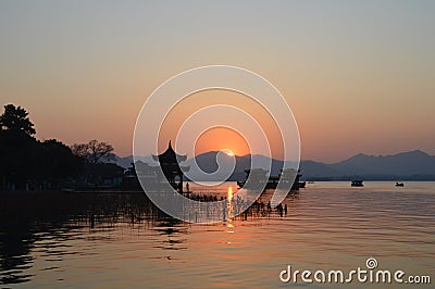Hangzhou West Lake Scenic Landscape Stock Photo