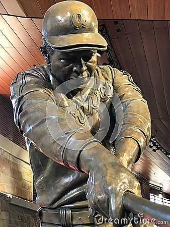 Hank Aaron Bronze Statue Editorial Stock Photo