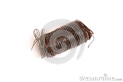 Hank of black cable isolated Stock Photo