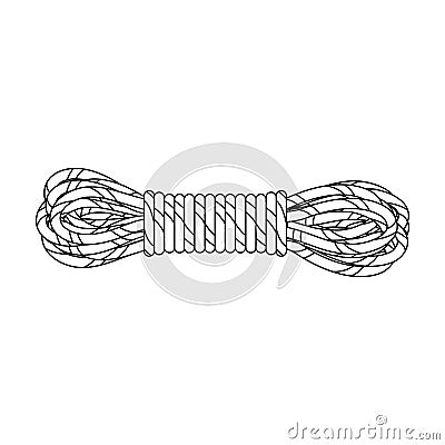 Hank of climbing rope.Mountaineering single icon in outline style vector symbol stock illustration web. Vector Illustration