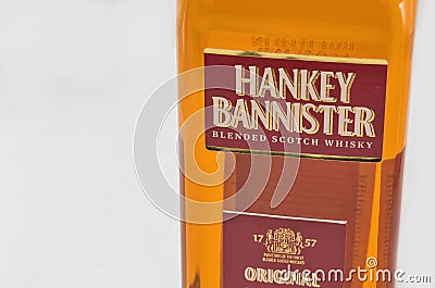Hankey Bannister blended Scotch Whisky closeup Editorial Stock Photo