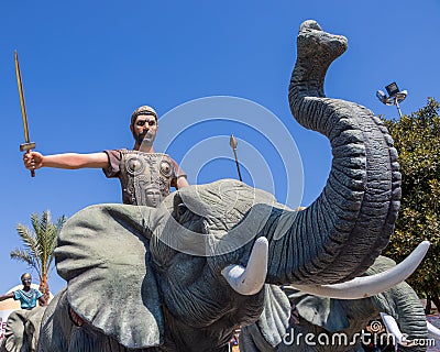 Hannibal Barca of Carthage and the war elephant Editorial Stock Photo