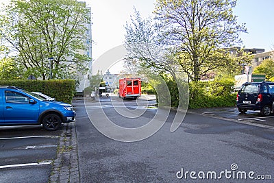 German ambulance stands on street Editorial Stock Photo