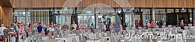 Panorama of the plenary hall in the Landtag of Lower Saxony at open day with many visitors Editorial Stock Photo