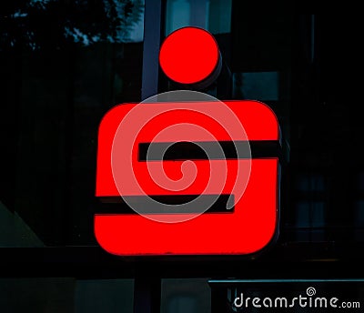 HANNOVER, GERMANY August 03, 2019: Typical sign of a german bank called `Sparkasse` Editorial Stock Photo