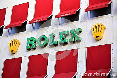 Hannover/Germany - 11/13/2017 - An Image of a Rolex Logo - Wempe Shop Editorial Stock Photo