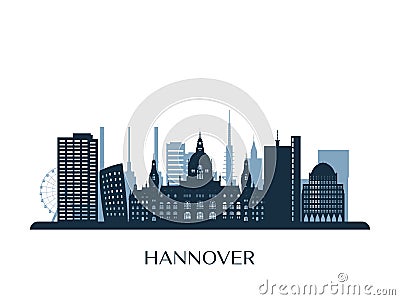 Hannover skyline, monochrome silhouette. Vector Illustration