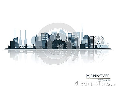 Hannover skyline silhouette with reflection. Vector Illustration