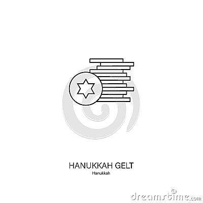 Hannukah gelt line style vector in black on white background Vector Illustration