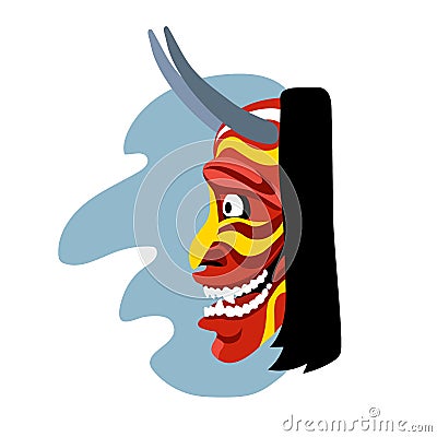 Hannya, side view, japanese theatrical mask of an angry jealous woman, demon, monster Vector Illustration