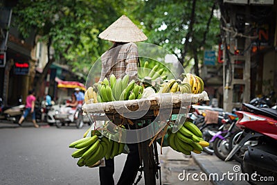 Hanoi fruit vendor with vignette effect added Stock Photo