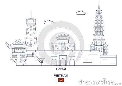 Hanoi City Skyline, Vietnam Vector Illustration