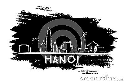 Hanoi Skyline Silhouette. Hand Drawn Sketch. Stock Photo