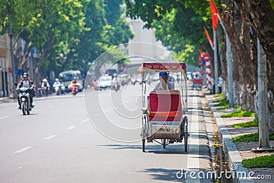 Hanoi, vietnam Aug 28,2016: dailylife in vietnam. Tourist look around Hanoi`s Old Quarter by pedicad Editorial Stock Photo