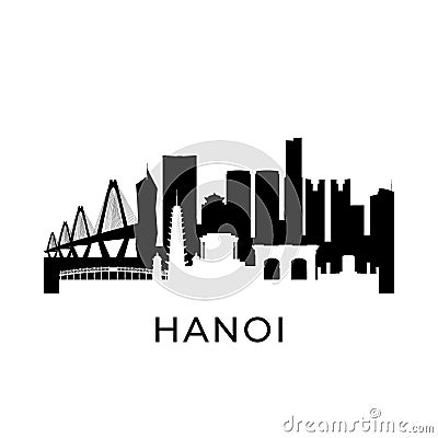 Hanoi, Vietnam city skyline. Vector Illustration
